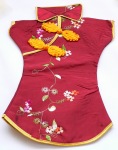 Wine Bottle Cover - Figurine - Burgandy Cheongsam